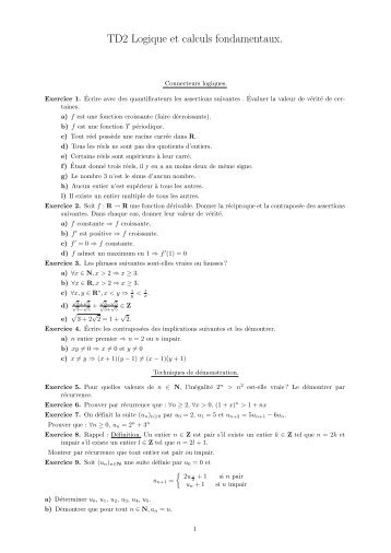 TD2 Logique et calculs fondamentaux. - CPGE Dupuy de Lôme