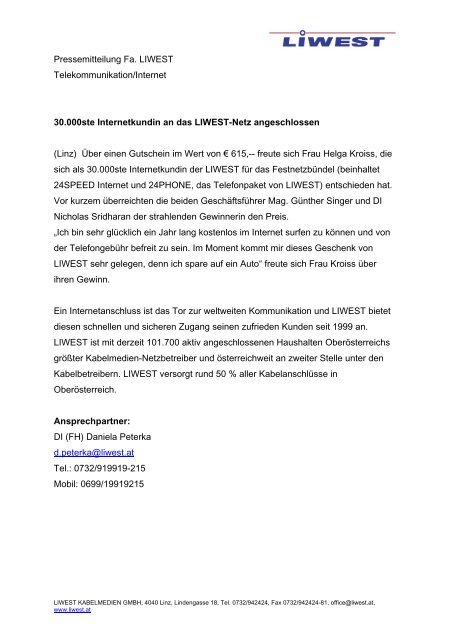 Pressemitteilung - Liwest