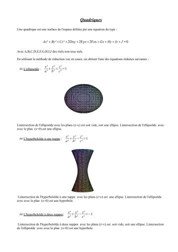Quadriques - CPGE Dupuy de Lôme
