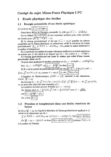 Corrigé du sujet Mines—Ponts Physique I PC _ 1 Étude physique ...