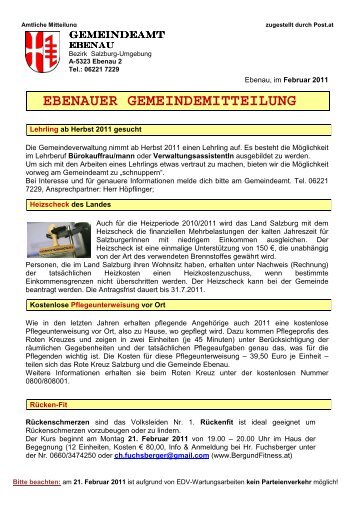 Gemeindeinfo Feber 2011 - Gemeinde Ebenau