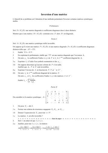 Problème - Inversion d'une matrice