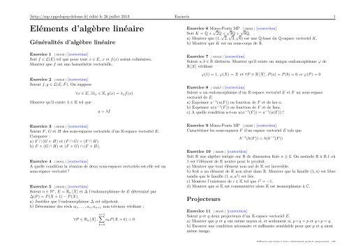 Eléments d'algèbre linéaire