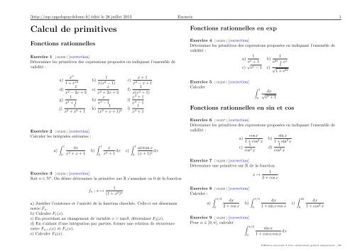 Calcul de primitives [pdf]