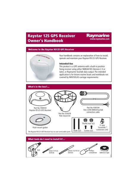 fly shabby komponist Raystar 125 GPS Receiver Owner's Handbook - Busse Yachtshop