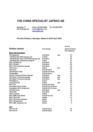 THE CHINA SPECIALIST JAPSKO AB - Free