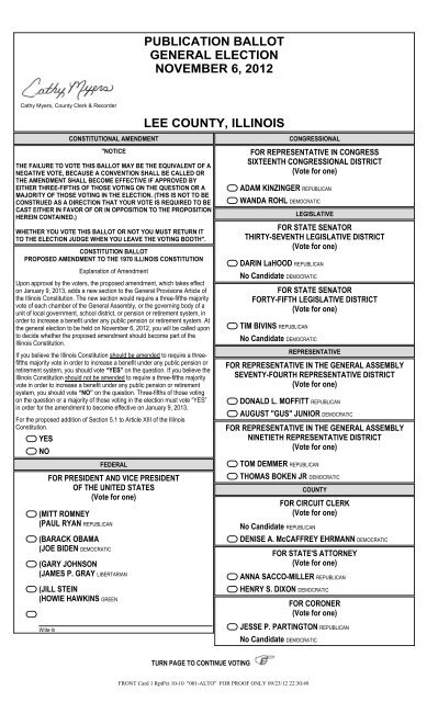 Publication ballot general election november 6, 2012 lee county