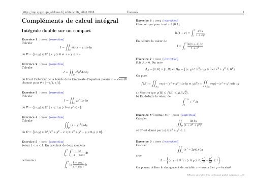 Compléments de calcul intégral