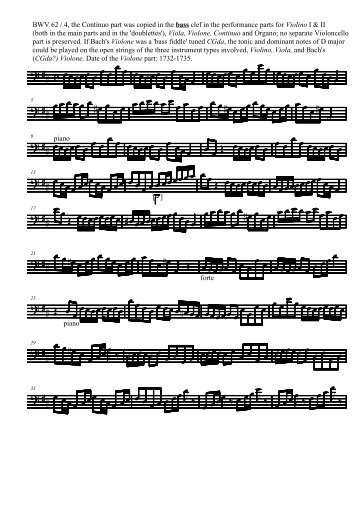 BWV 62,4: all strings in the bass clef