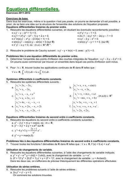 13 Equations Differentielles Exerices Cpge Dupuy De Lome