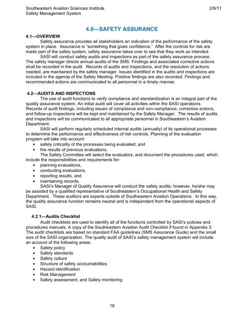 Southeastern Aviation Safety Management System