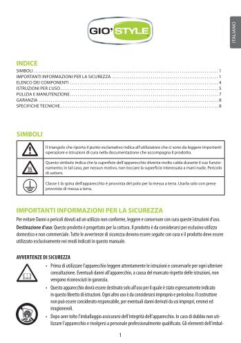 importanti informazioni per la sicurezza simboli indice - E-milione E ...