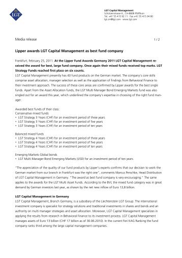 Media release Lipper awards LGT Capital Management as best fund ...