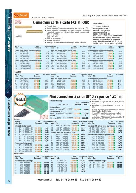 Connecteurs fond de panier - Farnell