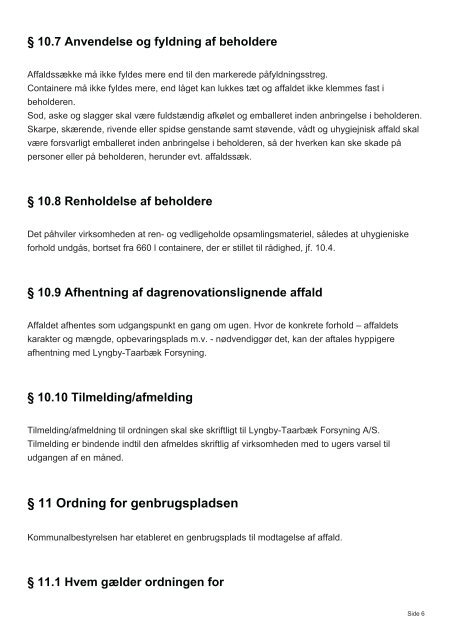 Lyngby-Taarbæk Kommune REGULATIV FOR ERHVERVSAFFALD