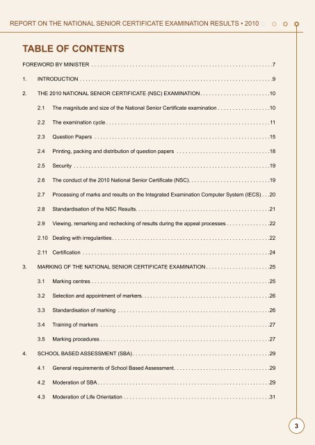 Report on the National Senior Certificate Examination Results 2010.