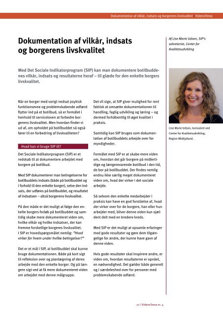 Dokumentation af vilkår, indsats og borgerens livskvalitet - Dansk ...