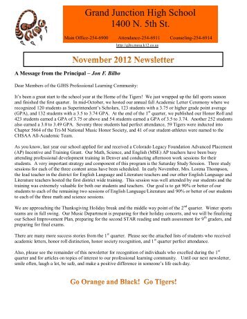 November Newsletter - Grand Junction High School