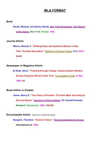 MLA Citations Style Sheet Carmel Unified School
