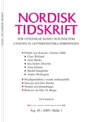 Nordisk Tidskrift 1/09 (PDF 813 KB) - Letterstedtska föreningen