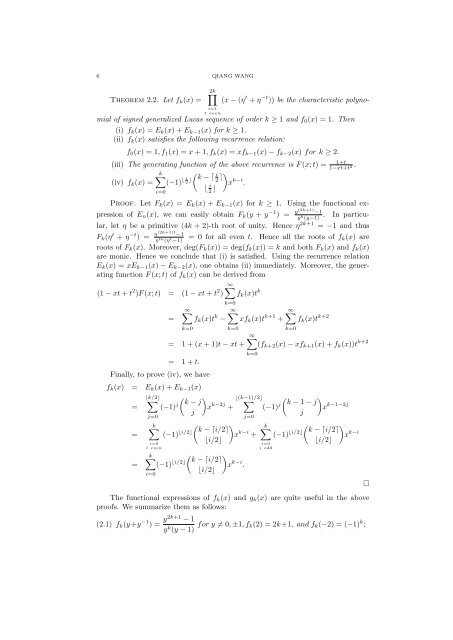 On generalized Lucas sequences - Mathematics and Statistics ...