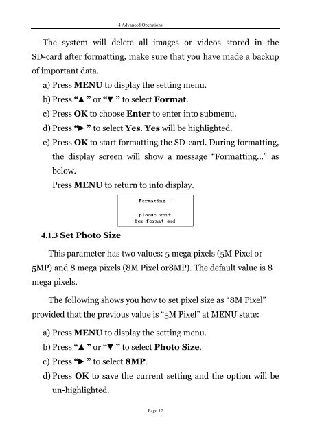 8 MP Game Camera with Preview User Manual - Explore Scientific