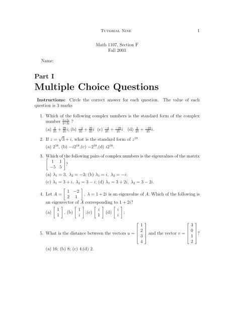 Multiple Choice Questions