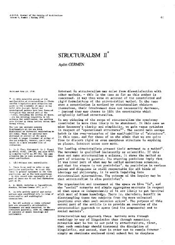 STRUCTURALISM II - Journal of the Faculty of Architecture