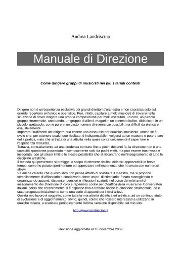 Andrea Ladriscina, Manuale di direzione, come dirigere gruppi