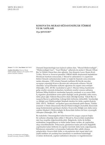 kosova'da murad hüdavendigâr türbesi ve ek yapıları - Journal of the ...