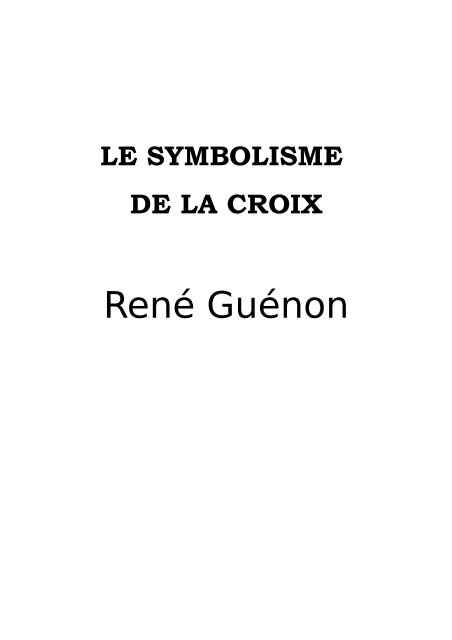Le Symbolisme De La Croix Pdf