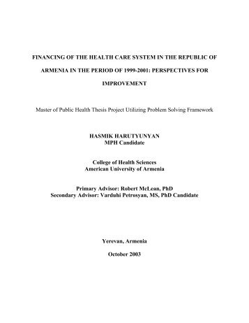 THE FINANCING OF THE HEALTH CARE SYSTEM IN THE ... - CHSR