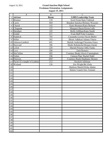 Freshman Orientation Revised Assignments - Grand Junction High ...