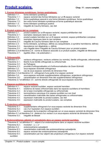 11 - Produit scalaire Cours complet - CPGE Dupuy de Lôme