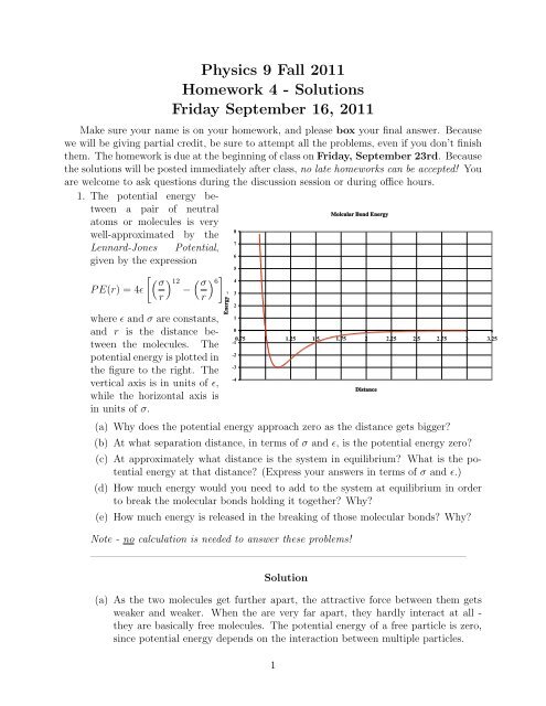 Physics 9 Fall 2011 Homework 4 - Solutions Friday September 16 ...