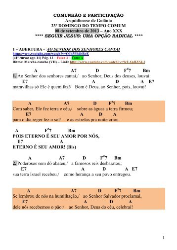 COMUNHÃO E PARTICIPAÇÃO - Arquidiocese de Goiânia