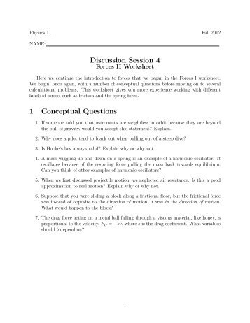 Forces II Worksheet - Faculty