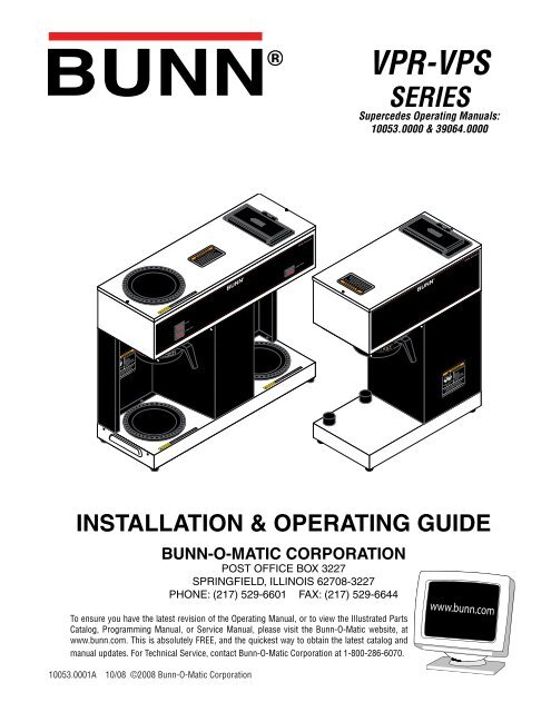 Bunn VPR User Manual - The Coffee Bump