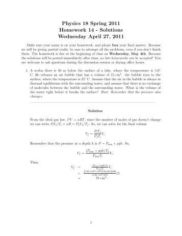 Physics 18 Spring 2011 Homework 14 - Solutions Wednesday April ...