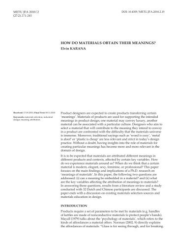 HOW DO MATERIALS OBTAIN THEIR MEANINGS? - Journal of the ...