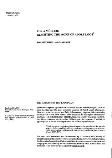 VILLA MULLER: REVISITING THE WORK OF ADOLF LOOS1