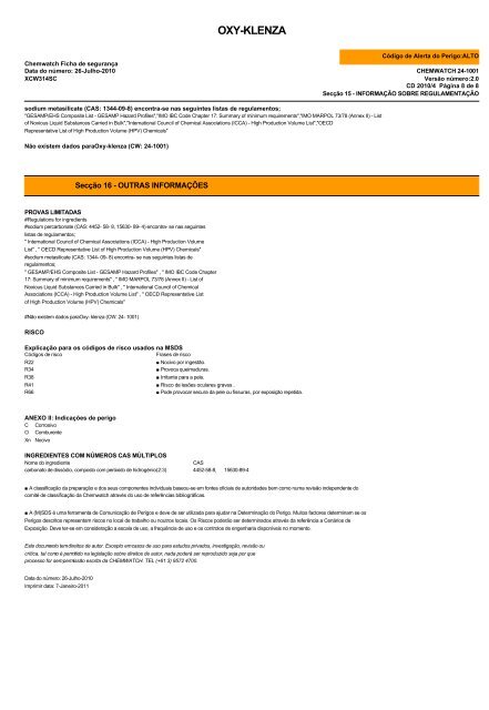 Chemwatch MSDS Print - Dry Treat