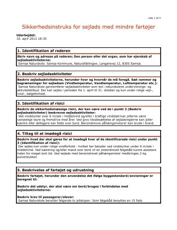 Sikkerheds-instruks for sejlads i naturskolens joller. - Samsø ...