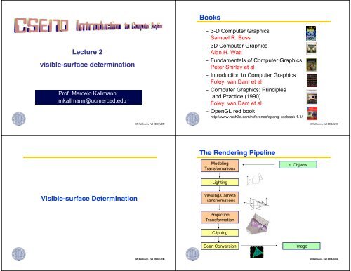 Lecture 2 visible-surface determination Books Visible ... - Faculty