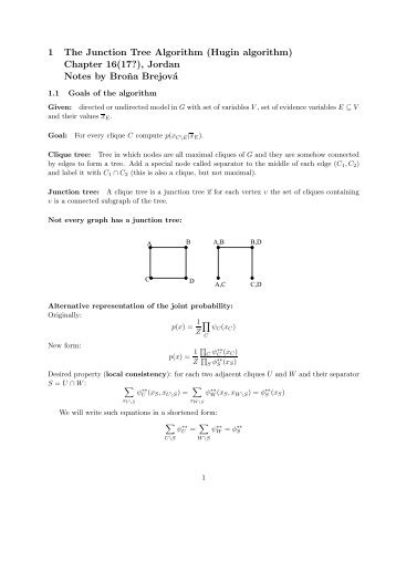 1 The Junction Tree Algorithm (Hugin algorithm) Chapter 16(17 ...