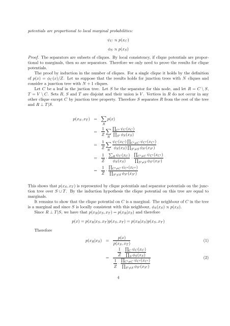 1 The Junction Tree Algorithm (Hugin algorithm) Chapter 16(17 ...