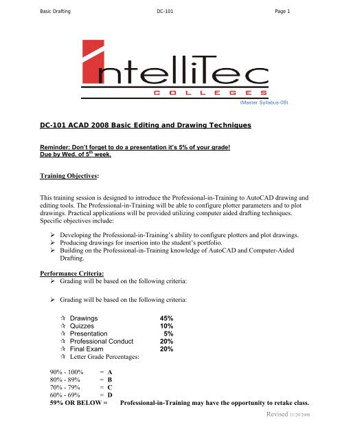 Basic Editing and Drawing Techniques - IntelliTec Classweb