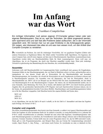 Im Anfang war das Wort Crashkurs Compilerbau