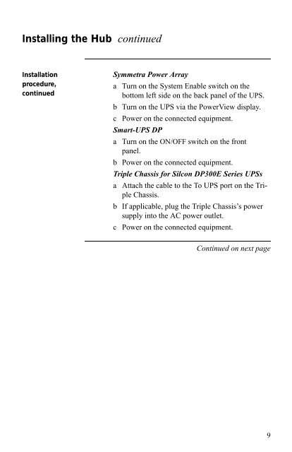 5 Port 10Base-T Hub User Manual - APC - ExcessUPS