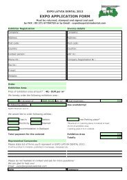 EXPO APPLICATION FORM - EXPO LATVIA DENTAL 2012